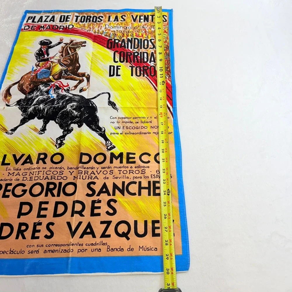 Vintage Plaza de Toros Las‎ Ventas Madrid Bullfighting Fabric Poster 18x30 Spain